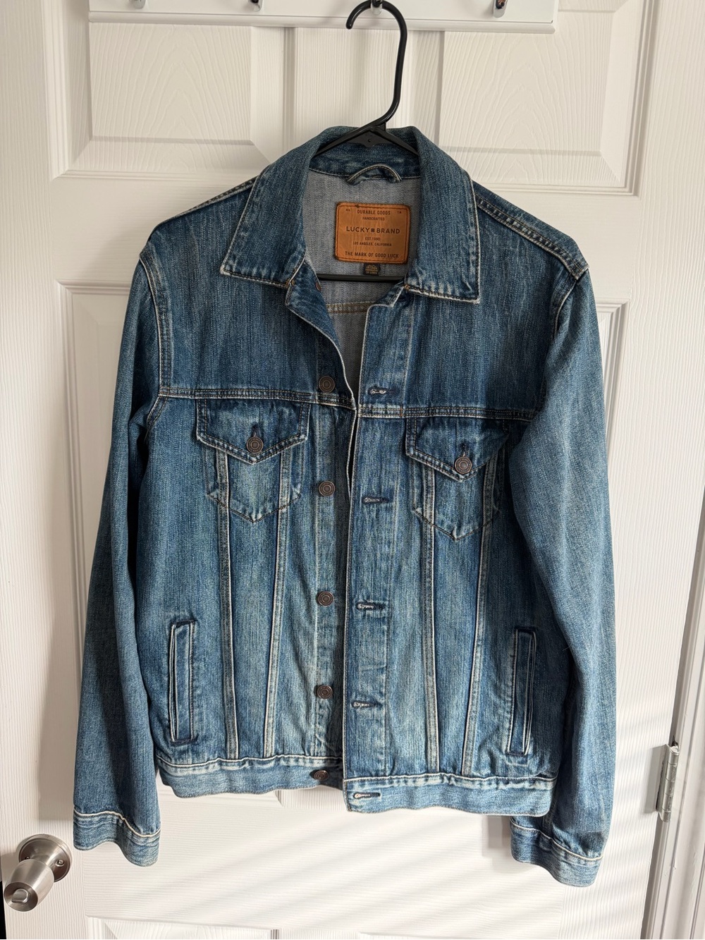 Lucky Brand Men's Blue Denim Jacket with custom back patch